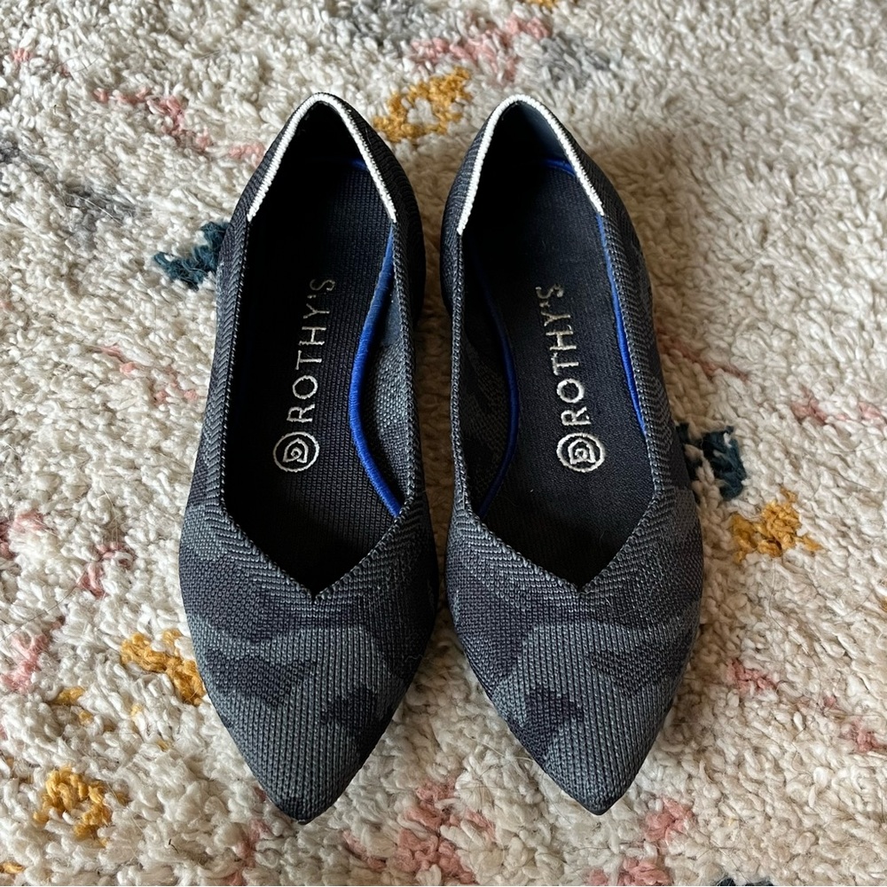 Rothy's Women's Pointed Comfort Flat in Black/Grey